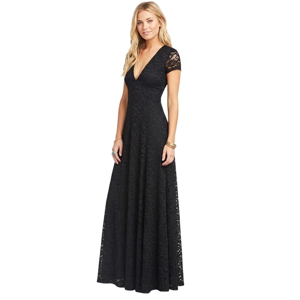 Show Me Your Mumu Eleanor‎ Lace Black Maxi Dress Size Small Short Sleeve NEW